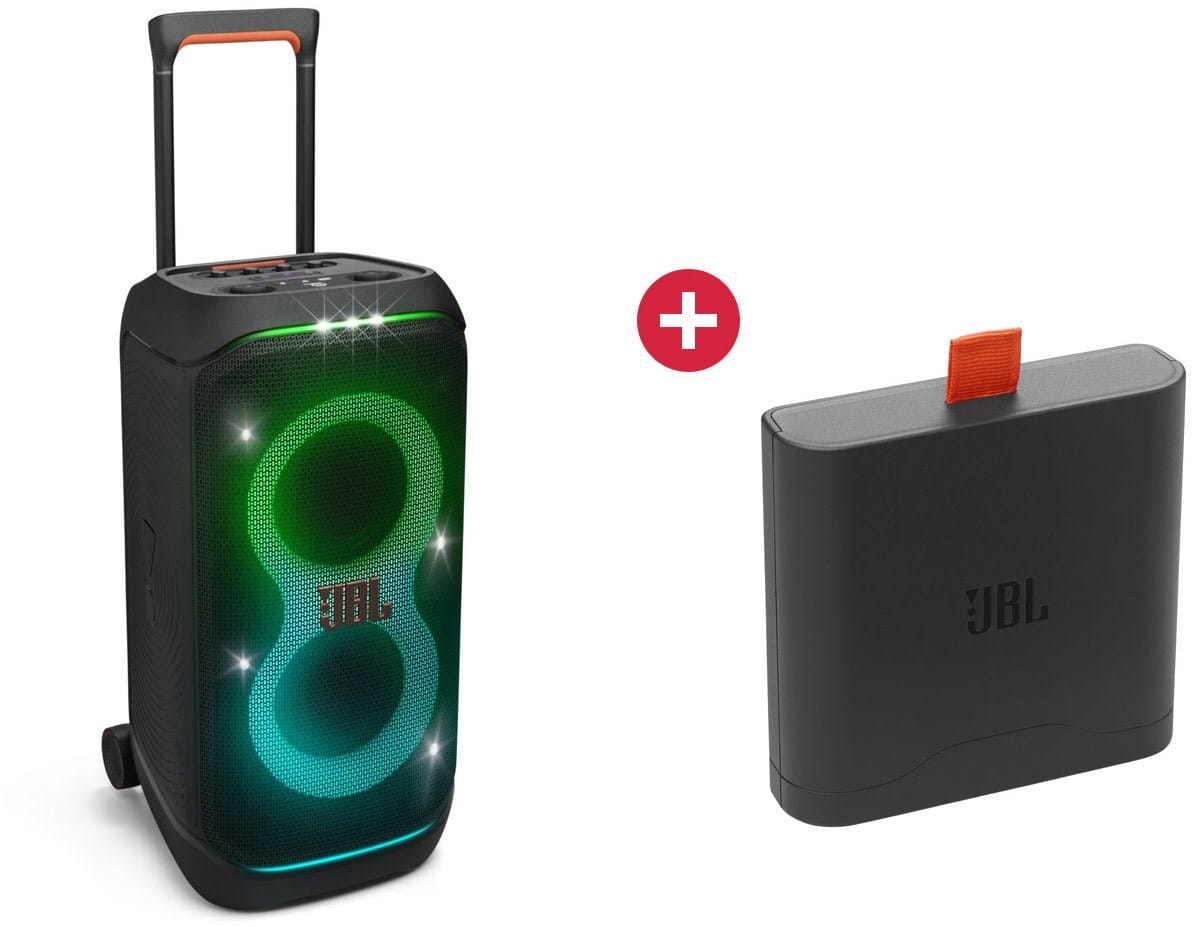 JBL Partybox Stage 320 Party-Lautsprecher schwarz + Dein Geschenk: JBL Battery 400 Akku-Pack für Stage 320