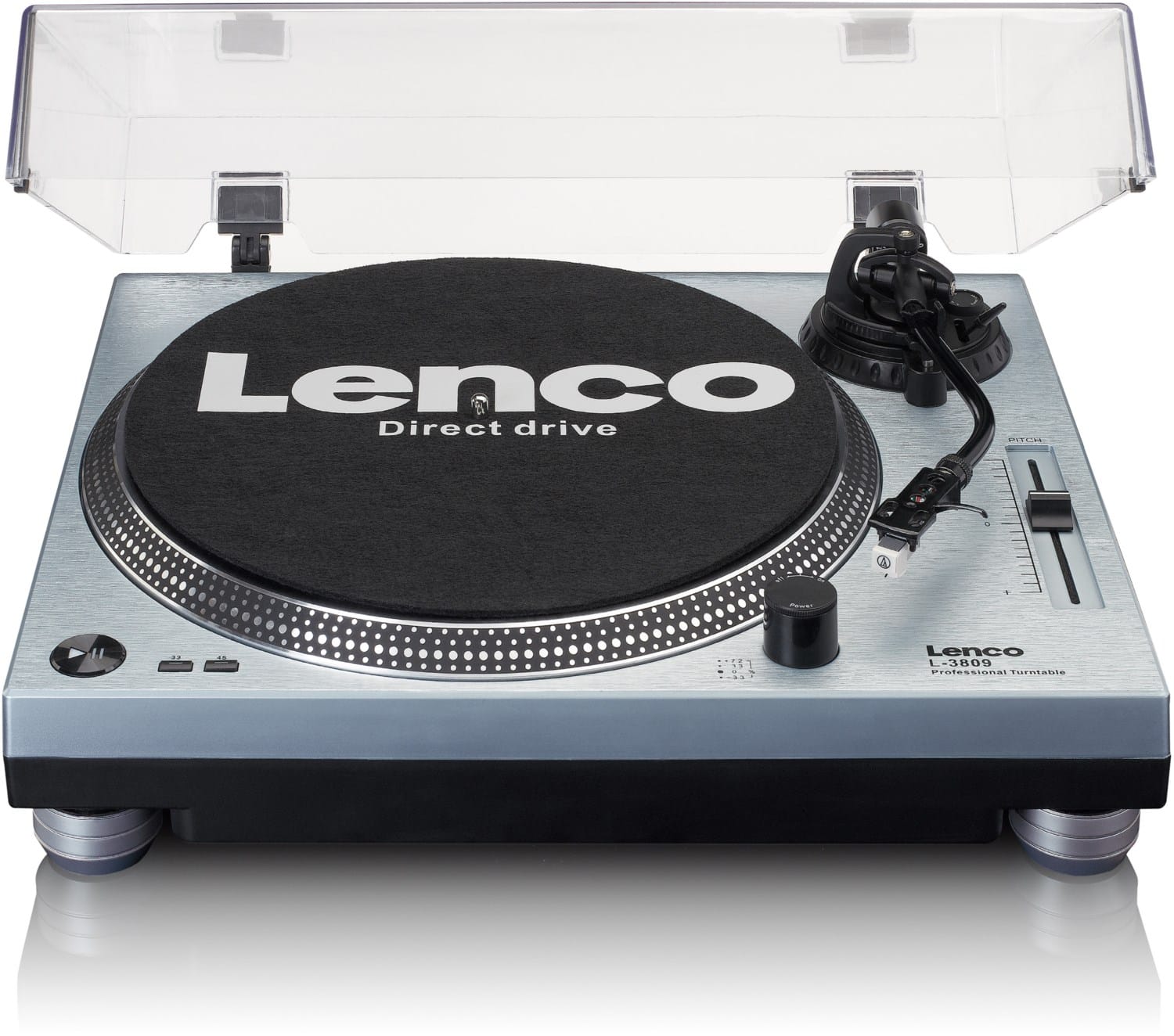 Lenco L-3809ME Plattenspieler mit USB-Anschluss metallic/blau